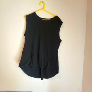Danskin Now Women's Black Sleeveless Split Back Top with Mesh Panel Sz XL NWOT
